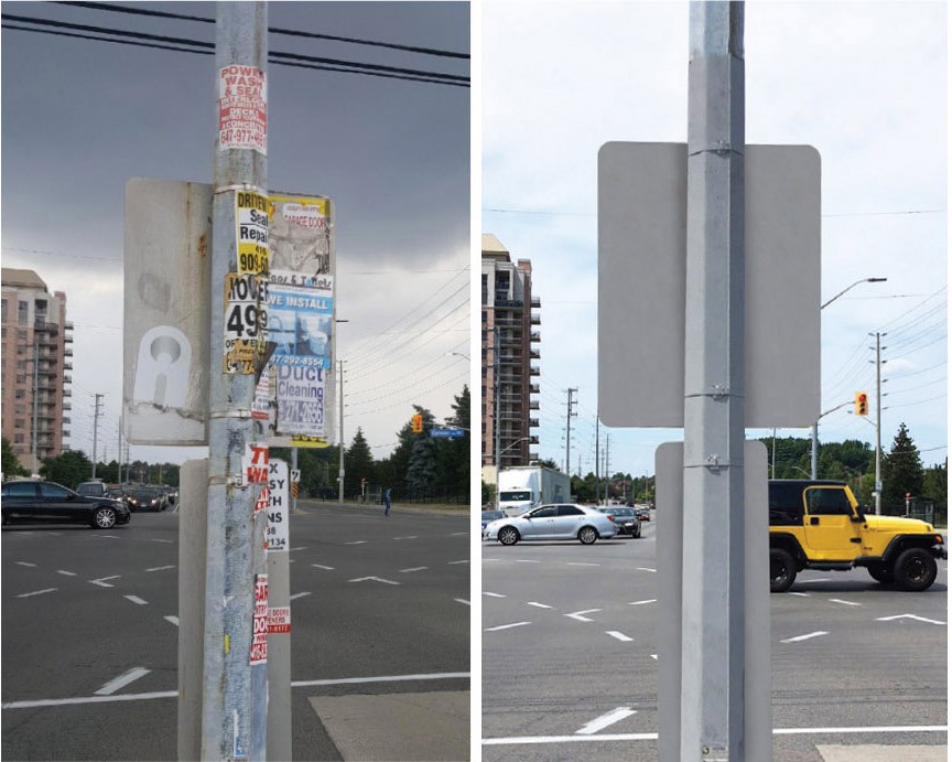 Bella Anti-stick Paint - Street Pole Before and After