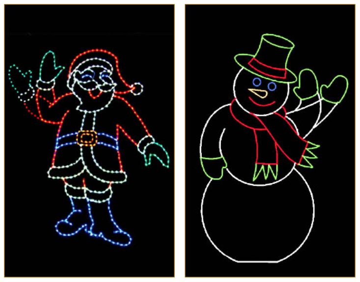 Christmas decorations: Light up Santa waving, Light up Snowman waving