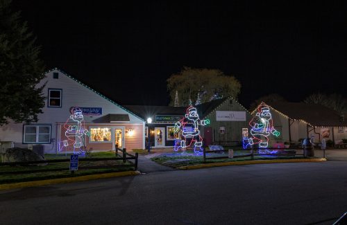 Running Santa lighted ground display