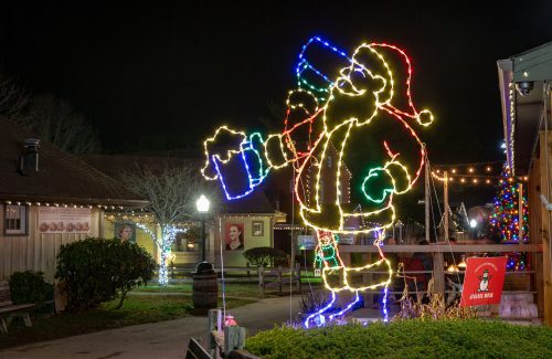 Large lighted santa ground display