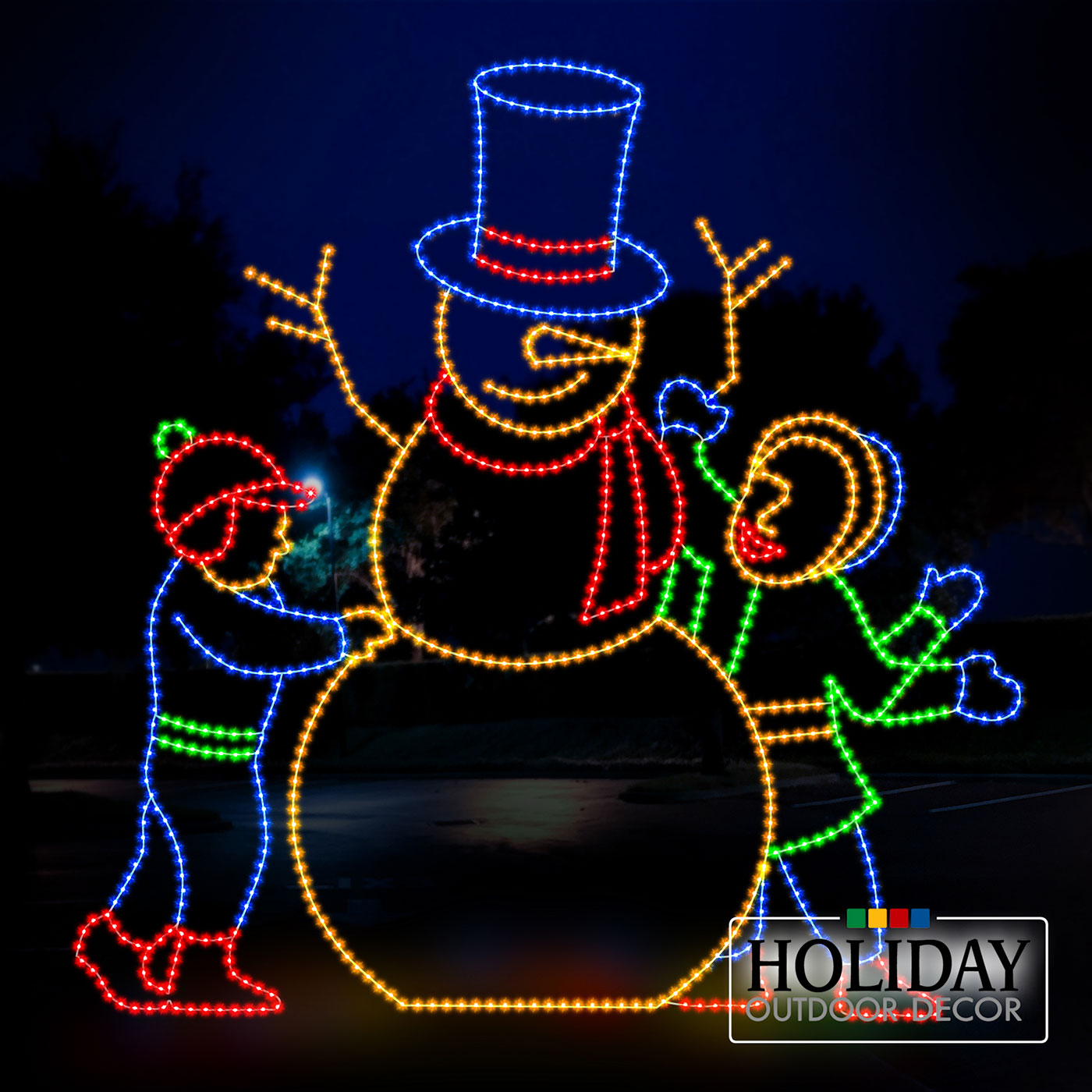 Children Building Snowman (Animated) - Holiday Outdoor Decor