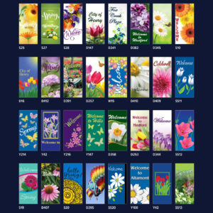 Four rows with eight banners each totaling 32 banner examples for Spring.