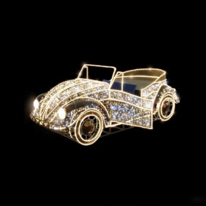 Stunning Full Size European Classic Cabriolet car with gold and warm lights.