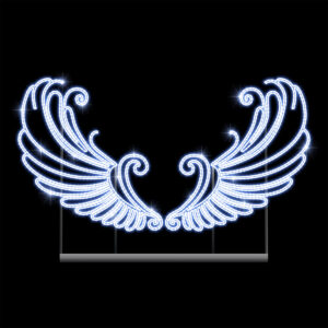 stunning curved angel wings shinning in cool white